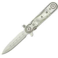 SP-517P - Stiletto Style Assisted Knife with White Pearl Handle