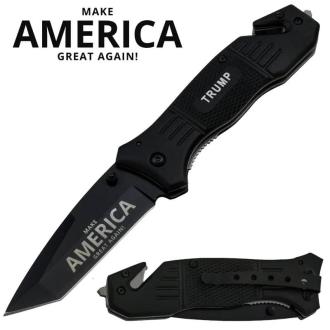 TRUMP Make America Great Again! Black Action Liner Lock Tanto Blade Knife