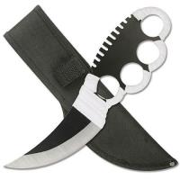 EW-0572 - Metal Ninja Fighter Knife w/ Knuckle Guard &amp; Sheath