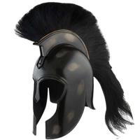 HM-0938 - Achilles Trojan Helmet Replica Myrmidon Carbon Steel w Black Crest Plume