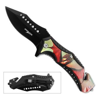 3D Printed Speed Tech Spring Assisted Red Flying Dragon Pocket Knife