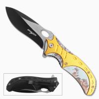 11222-YLWO - 3D Printed SPEED TECH Spring Assisted Alaskan Wolfes Pocket Knife