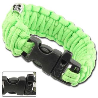 Skullz Survival Whistle 17.06 FT Paracord Bracelet Neon Green