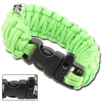 AZ846-1 - Skullz Survival Whistle 17.06 FT Paracord Bracelet-Neon Green