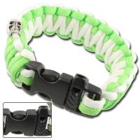 AZ851 - Skullz Survival Whistle Paracord Bracelet-Neon Green &amp; White