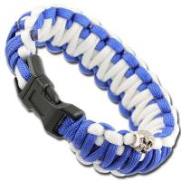 AZ860 - Skullz Survival Military Paracord Bracelet-Blue &amp; White