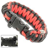 AZ863 - Skullz Survival Whistle 17.06 FT Paracord Bracelet-Red &amp; Black