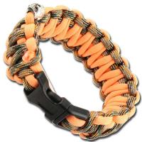 AZ916 - Skullz Survival Whistle Paracord Bracelet-Orange Woodland Camo