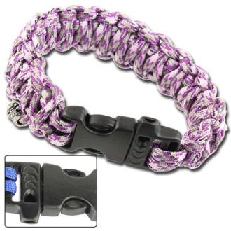 Skullz Survival Whistle 17.06 Ft Paracord Bracelet Purple Camo