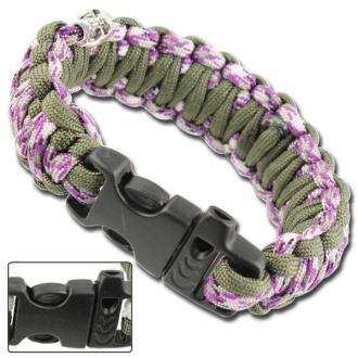 Skullz Survival Whistle Paracord Bracelet OD Purple Camo