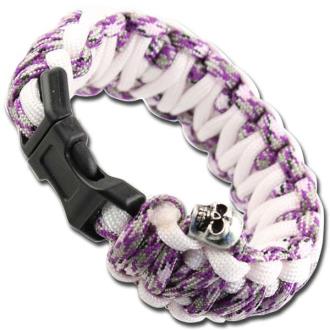 Skullz Survival Military Paracord Bracelet Purple Camo White