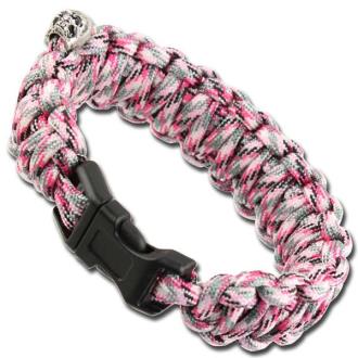 Skullz Survival Military Braided Paracord Bracelet Pink Camo
