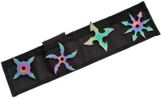 4pc Rainbow Throwing Star Set & Case 210817RB - Martial Arts