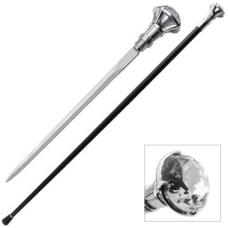 Decorative Crystal Knob Top Walking Cane Sword