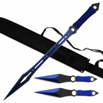 Blue Ninja Warrior Sword Knife Set