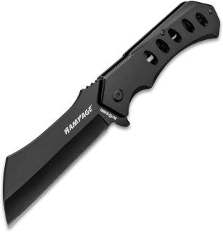 Rampage Black Cleaver Pocket Knife Stainless Steel Blade