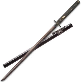 Shinwa Black Knight Katana and Scabbard - Handmade Damascus Steel Blade