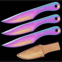 CH-005SS - Jack Ripper Trinity Titanium Throwing Knives Set Coated Iridescent 6in 3pcs Knife