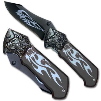 Alpha Wolf Folding Knife Spey Point Blade Grey Handle