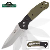04-BC0197 - Bear Ops Bold Action Auto Black and Green Pocket Knife