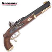 TD9008 - Trapper Classic Muzzleloading Flintlock Pistol - Blued Barrel, Select Hardwood Stock, 50 Caliber