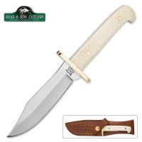 17-BC00600 - Bear &amp; Son Smooth White Bone Baby Bowie with Genuine Leather Sheath