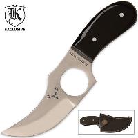 BK1986 - Deer Skinner Knife with Finger Hole and Leather Sheath - BK1986