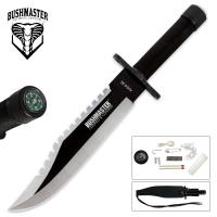 BK2850 - Bushmaster Sawback Survival Knife With Survival Kit &amp; Sheath