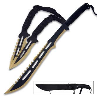 Golden Knight Short Sword and Throwing Knife Set