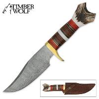 TW355 - Timber Wolf Damascus Hiker Bowie TW355