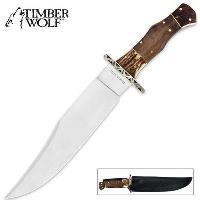 TW400 - Timber Wolf Stainless Stag and Walnut Wood Bowie with Sheath - TW400