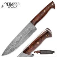 17-TW564 - Timber Wolf Cheyenne Multipurpose Fixed Blade Knife - Damascus Steel and Tali Wood