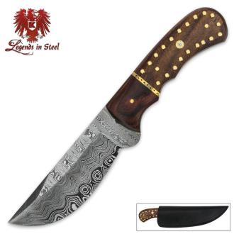 Legends in Steel Damascus Crusader Bowie with Genuine Leather Sheath