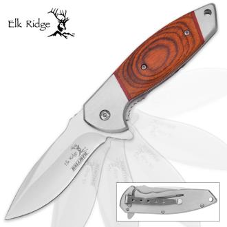 Elk Ridge Brown Pakkawood Handle Pocket Knife