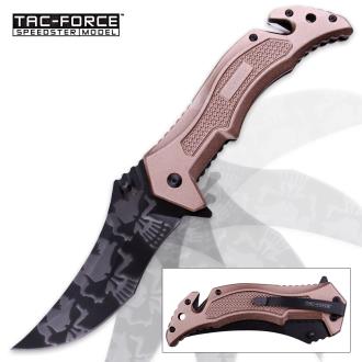 Tac Force Apparition Speedster Assisted Opening Pocket Knife Ghost Skull Blade Art Metallic Pink