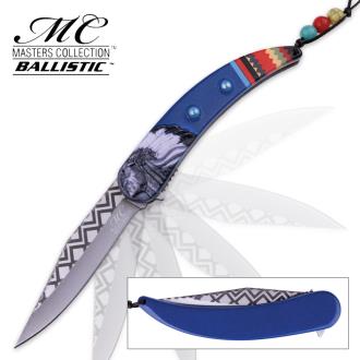 Masters Collection Native American Pocket Knife Blue