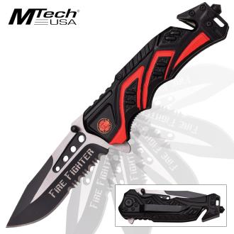 Mtech Fire Fighter Assisted Opening Rescue Pocket Knife