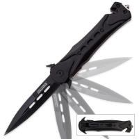 19-MC91667 - Tac-Force Assisted Opening Spear Point Rescue Stiletto Knife Black