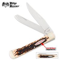 19-RR671 - Ridge Runner Delrin Handle Trapper Pocket Knife