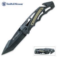 19-SW7607 - Smith &amp; Wesson Border Guard Skeletonized Tanto Point Folding Pocket Knife
