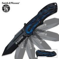 SWBLOP3TBLS - Smith &amp; Wesson Black Ops Assisted Opening Pocket Knife Blue Tanto - SWBLOP3TBLS