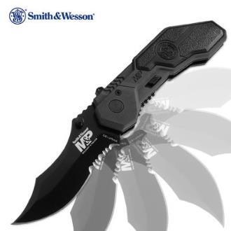 Smith & Wesson MP Series One Assisted Opening Pocket Knife Black Serrated - SWMP1BS