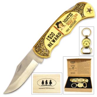 8 BILLY THE KID Collectible Knife Key Ring Wild West Gift Boxed Old  Western