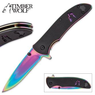 Timber Wolf Rainbow Wolf Pocket Knife
