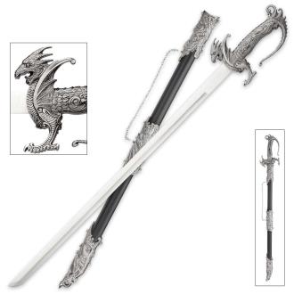 Dreadfire Dragon Decorative Sword and Metal Accented Sheath