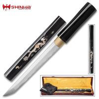 KZ1018BK - Shinwa Black Komodo Handmade Tanto / Samurai Short Sword