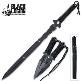 Black Legion Ninja Sword and Kunai Set and Sheath - 3Cr13 Stainless Steel