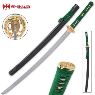 Shinwa Dragontail Katana and Scabbard - Damascus Steel Blade
