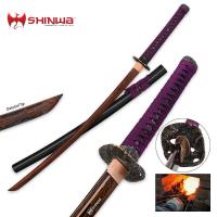 KZ6202BDN - Shinwa Regal Purple Damascus Steel Katana Sword