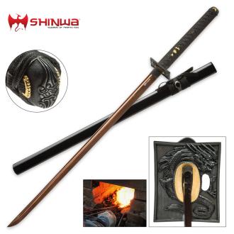 Shinwa Black Knight Handmade Damascus Katana Sword